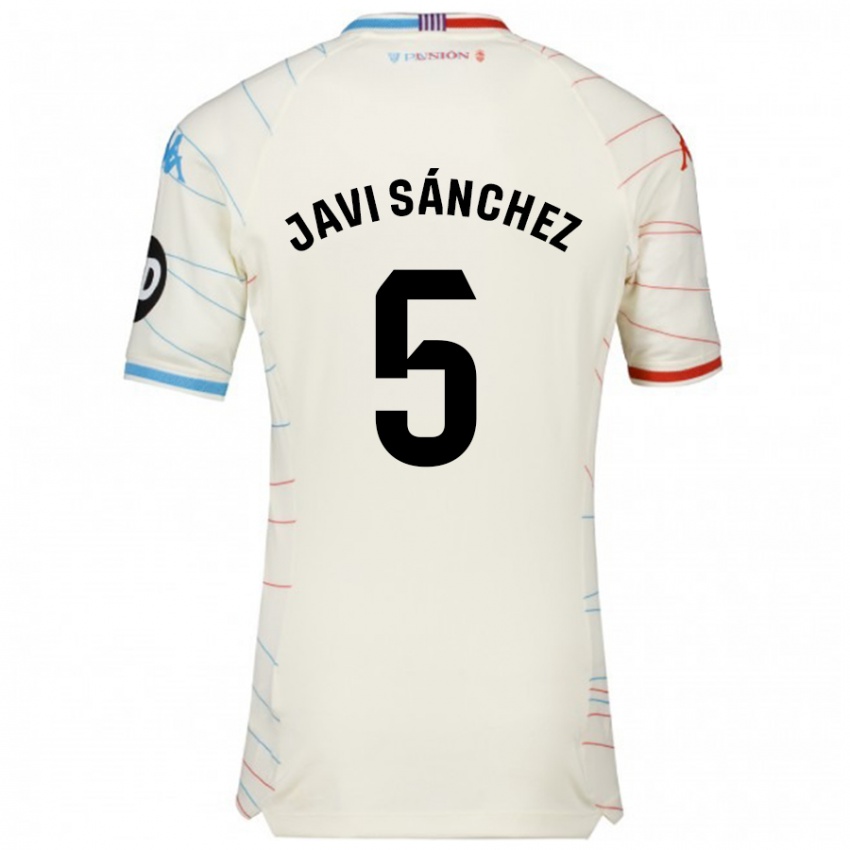 Homem Camisola Javi Sánchez #5 Azul Vermelho Branco Alternativa 2024/25 Camisa