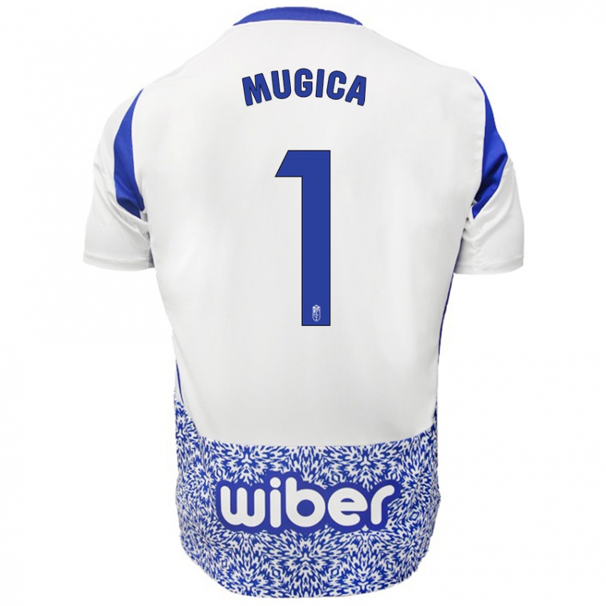 Homem Camisola Juan Múgica #1 Azul Branco Alternativa 2024/25 Camisa