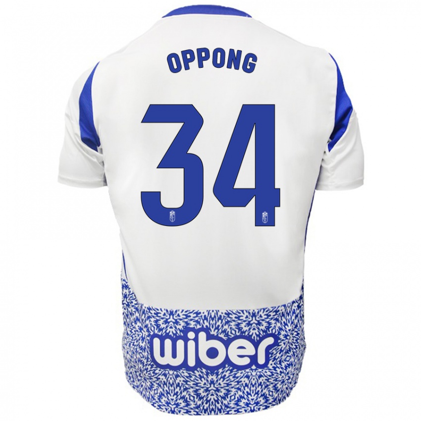 Homem Camisola Oscar Naasei Oppong #34 Azul Branco Alternativa 2024/25 Camisa