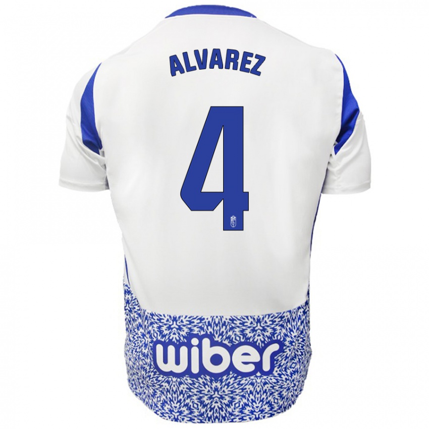 Homem Camisola Isabel Álvarez #4 Azul Branco Alternativa 2024/25 Camisa