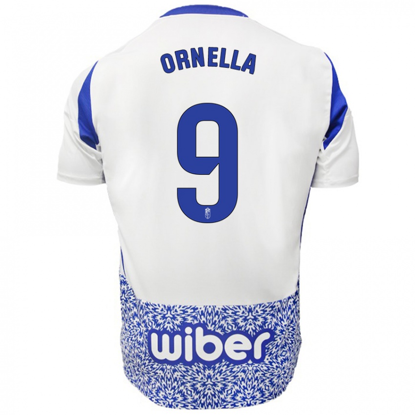 Homem Camisola Ornella María Vignola Cabot #9 Azul Branco Alternativa 2024/25 Camisa