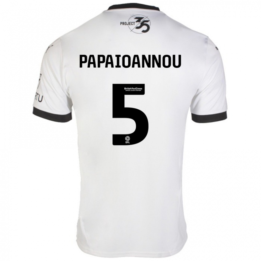 Homem Camisola Panagiota Papaioannou #5 Preto Branco Alternativa 2024/25 Camisa