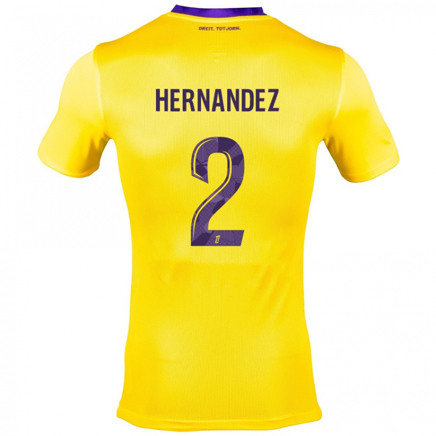 Mulher Camisola Lucie Hernandez #2 Roxo Amarelo Alternativa 2024/25 Camisa