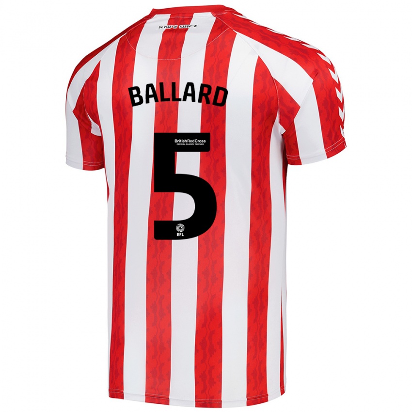 Criança Camisola Daniel Ballard #5 Vermelho Branco Principal 2024/25 Camisa