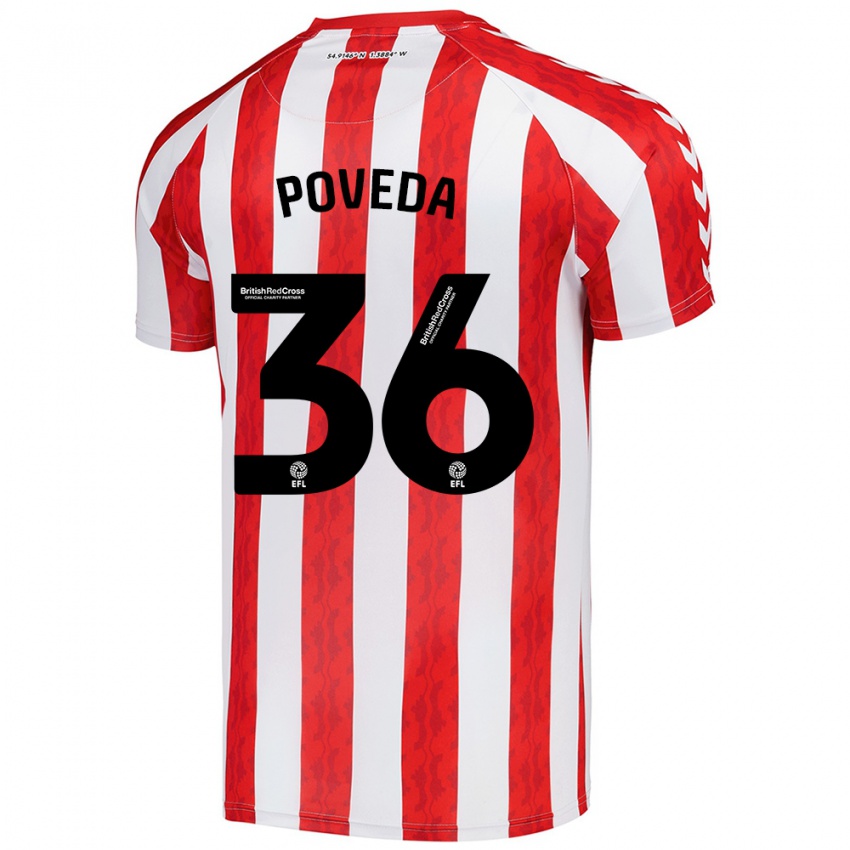 Criança Camisola Ian Poveda #36 Vermelho Branco Principal 2024/25 Camisa