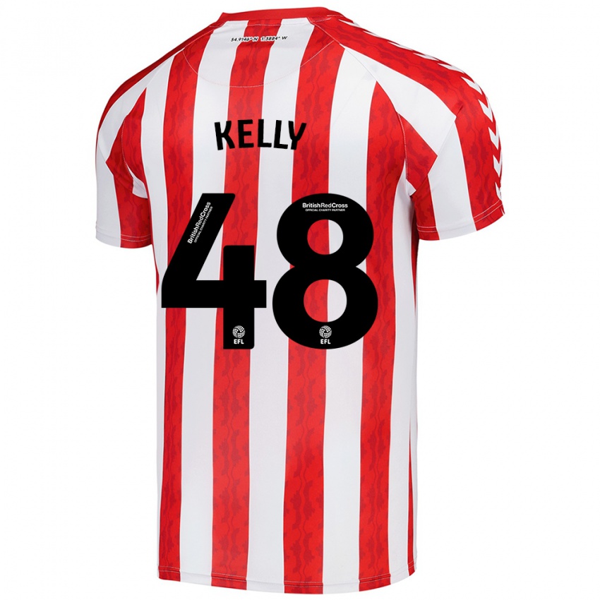 Criança Camisola Caden Kelly #48 Vermelho Branco Principal 2024/25 Camisa