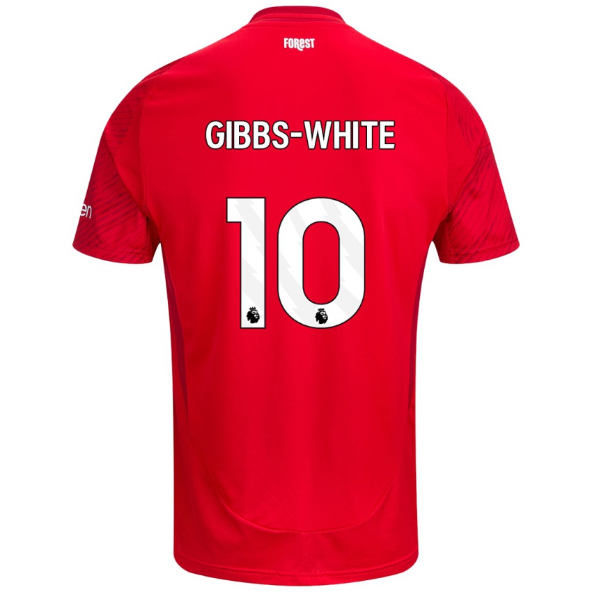 Criança Camisola Morgan Gibbs-White #10 Vermelho Branco Principal 2024/25 Camisa