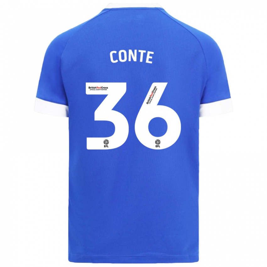 Criança Camisola Raheem Conte #36 Céu Azul Principal 2024/25 Camisa