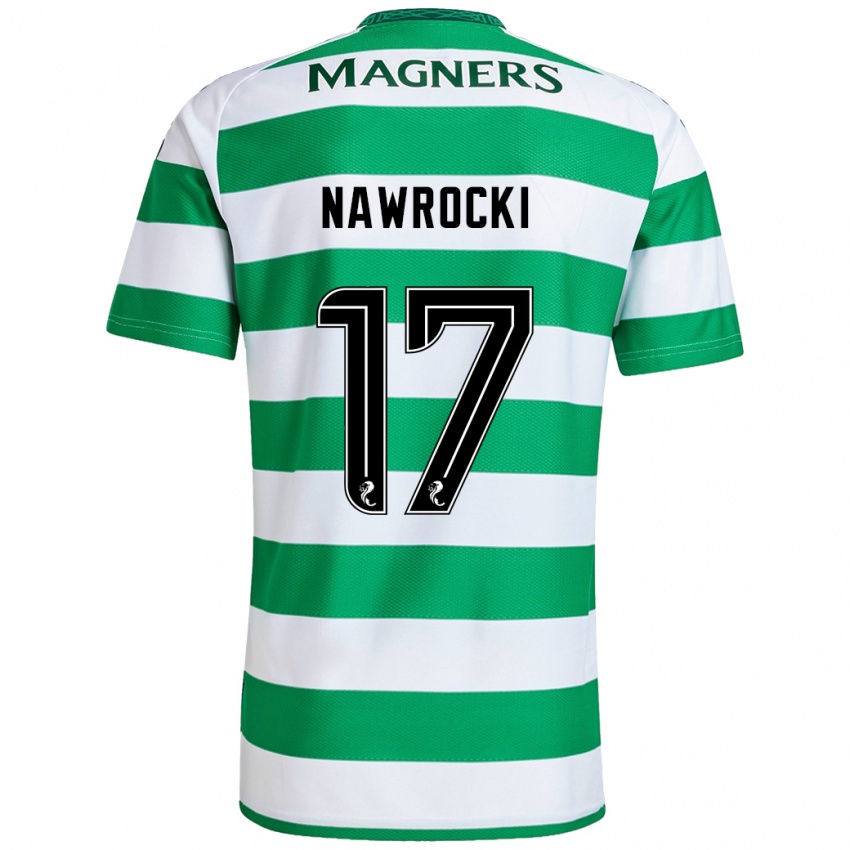 Criança Camisola Maik Nawrocki #17 Branco Verde Principal 2024/25 Camisa