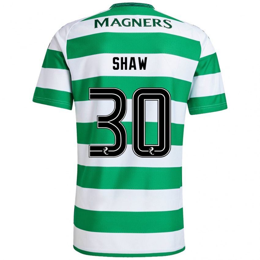 Criança Camisola Liam Shaw #30 Branco Verde Principal 2024/25 Camisa