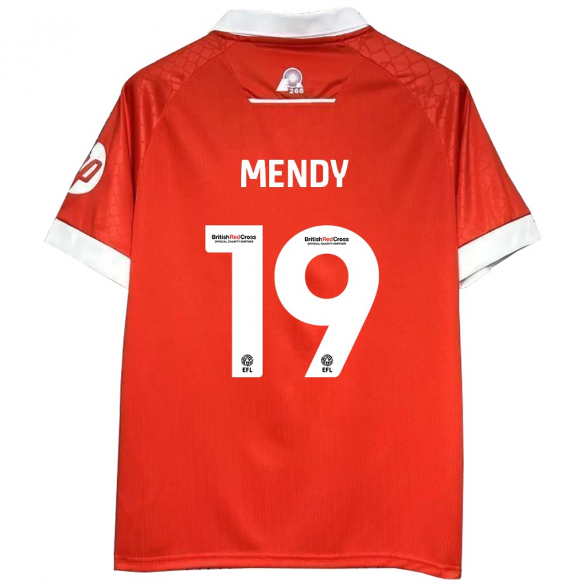 Criança Camisola Jacob Mendy #19 Vermelho Branco Principal 2024/25 Camisa