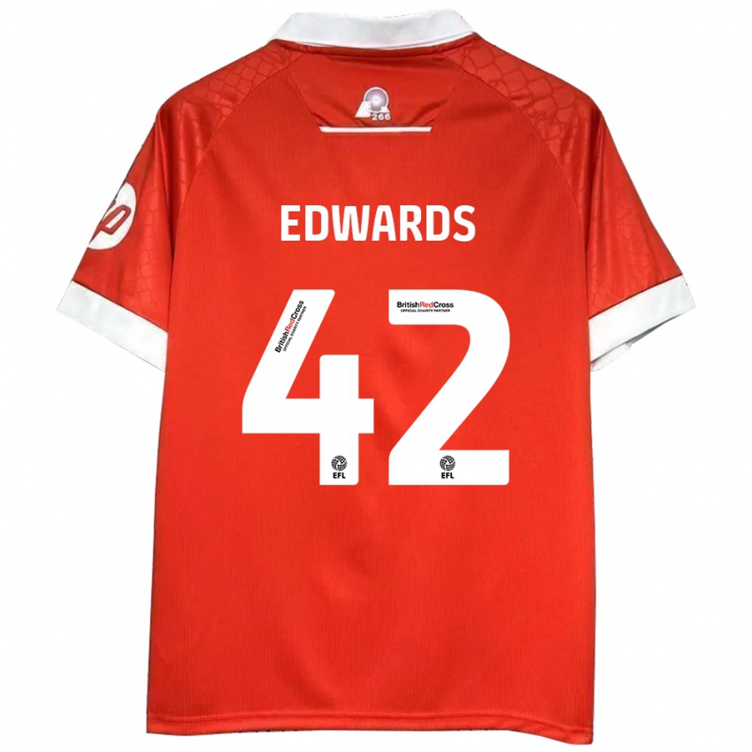 Criança Camisola Callum Edwards #42 Vermelho Branco Principal 2024/25 Camisa