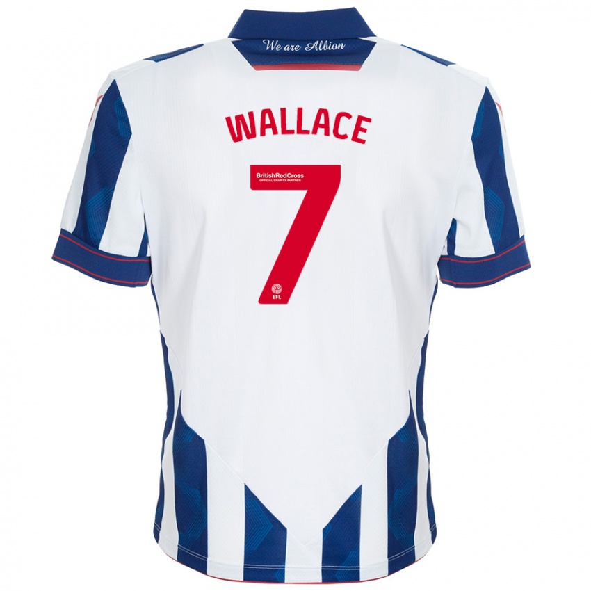 Criança Camisola Jed Wallace #7 Azul Escuro Branco Principal 2024/25 Camisa