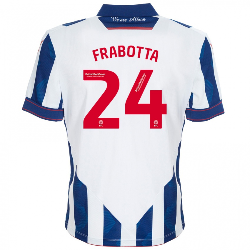 Criança Camisola Gianluca Frabotta #24 Azul Escuro Branco Principal 2024/25 Camisa