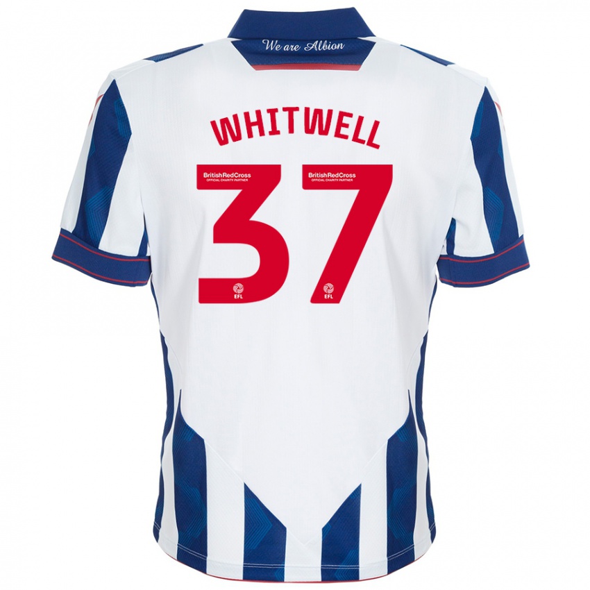 Criança Camisola Harry Whitwell #37 Azul Escuro Branco Principal 2024/25 Camisa