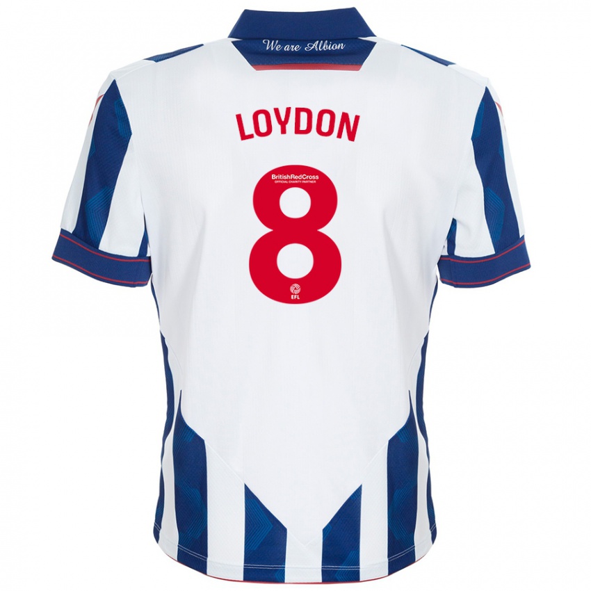 Criança Camisola Abi Loydon #8 Azul Escuro Branco Principal 2024/25 Camisa