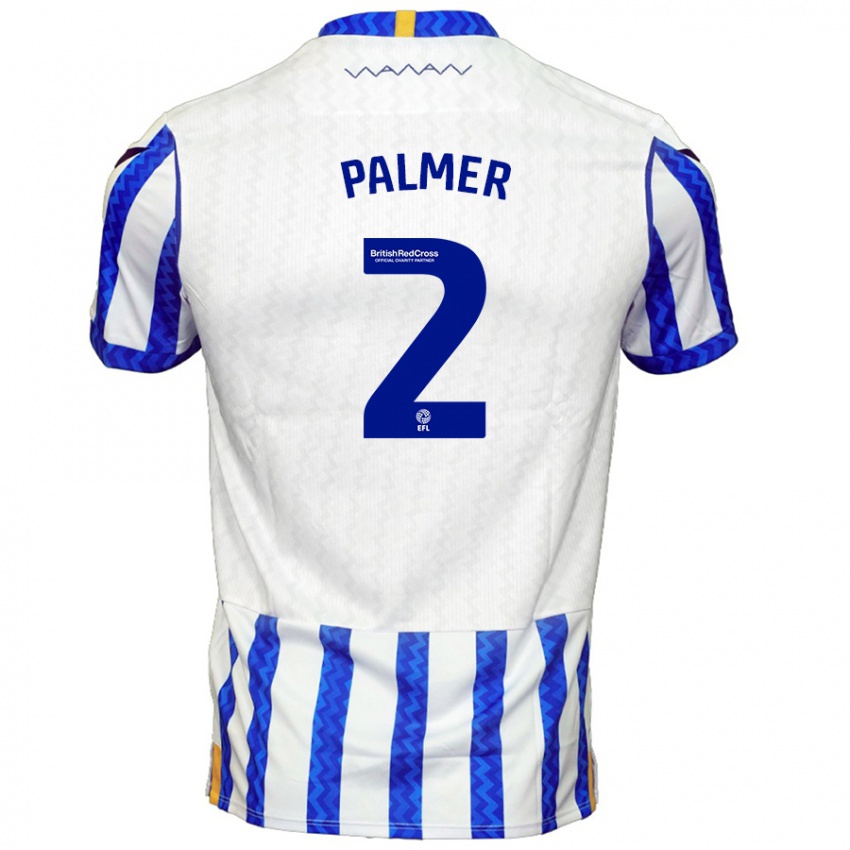 Criança Camisola Liam Palmer #2 Branco Azul Principal 2024/25 Camisa