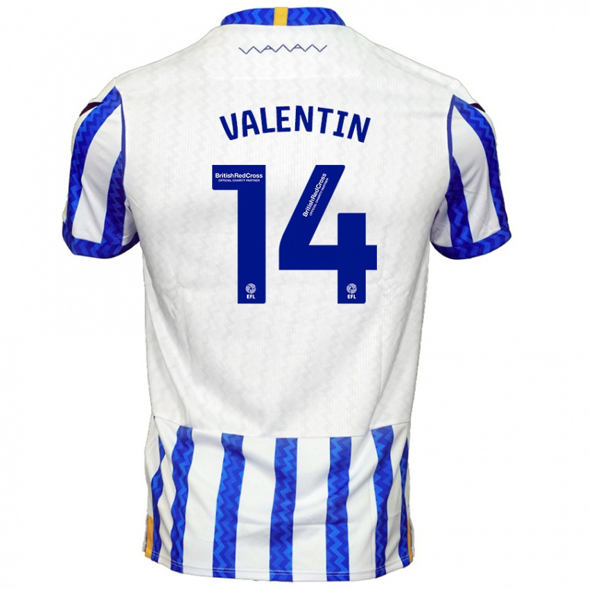 Criança Camisola Pol Valentín #14 Branco Azul Principal 2024/25 Camisa