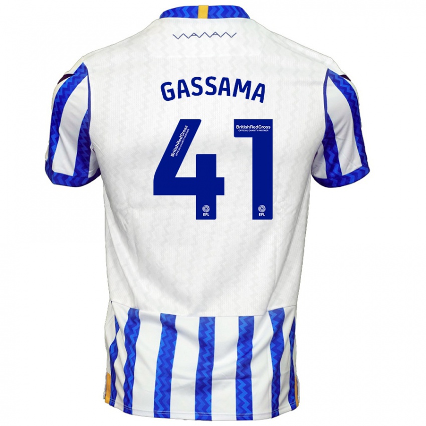 Criança Camisola Djeidi Gassama #41 Branco Azul Principal 2024/25 Camisa