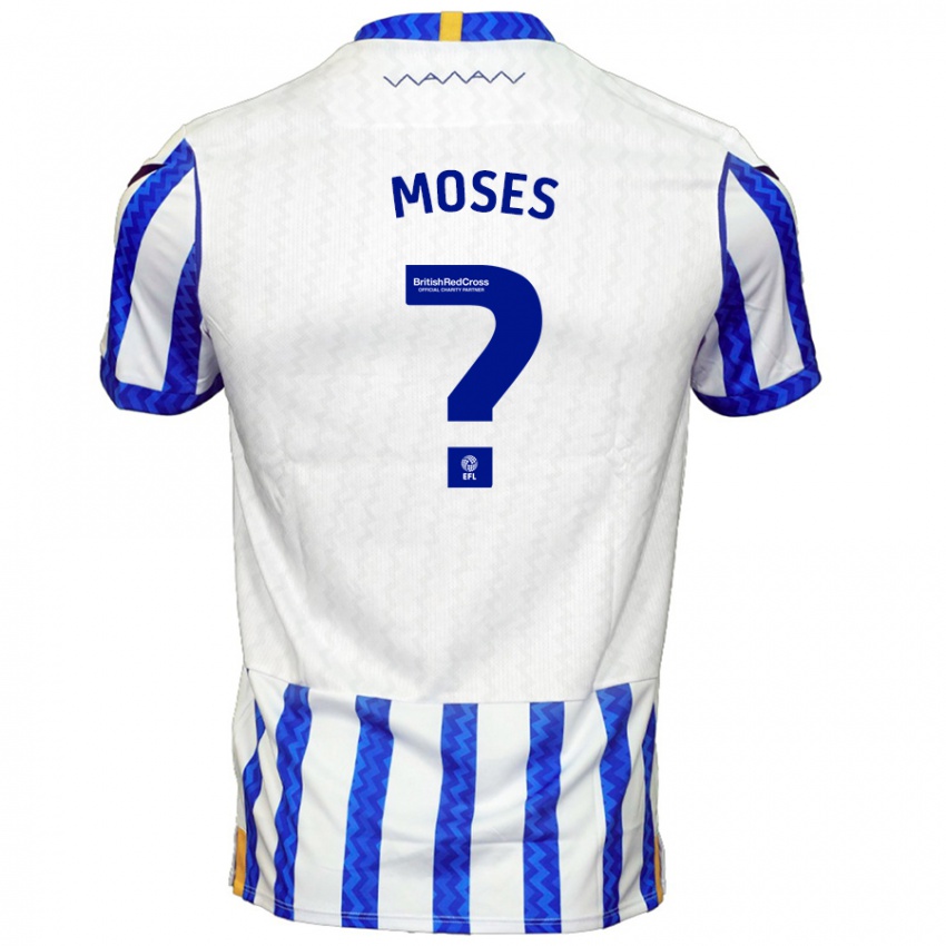 Criança Camisola Devlan Moses #0 Branco Azul Principal 2024/25 Camisa