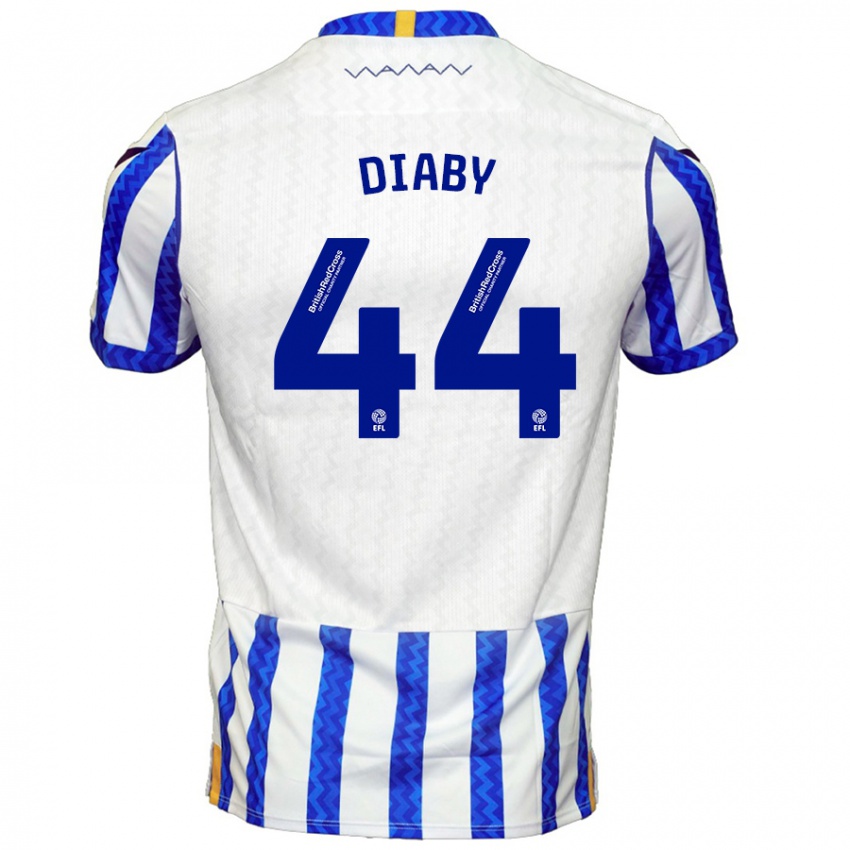 Criança Camisola Momo Diaby #44 Branco Azul Principal 2024/25 Camisa