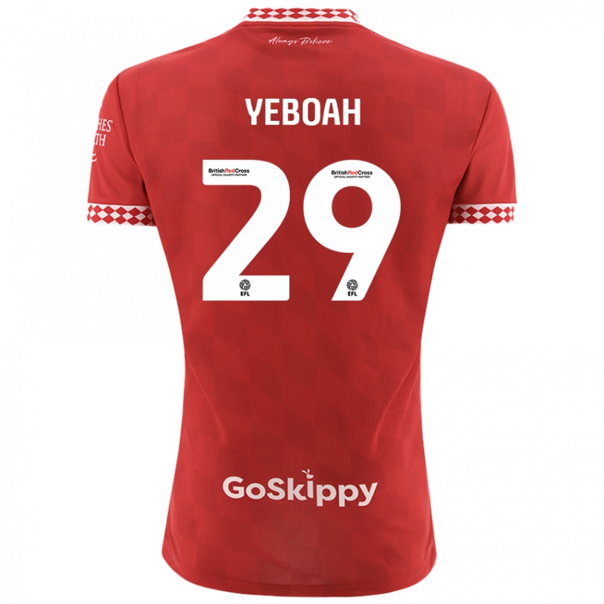 Criança Camisola Ephraim Yeboah #29 Vermelho Principal 2024/25 Camisa