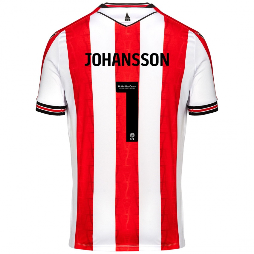 Criança Camisola Viktor Johansson #1 Vermelho Branco Principal 2024/25 Camisa