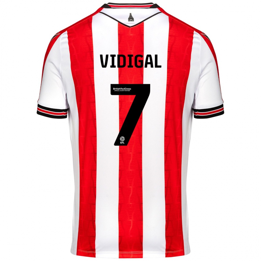 Criança Camisola André Vidigal #7 Vermelho Branco Principal 2024/25 Camisa