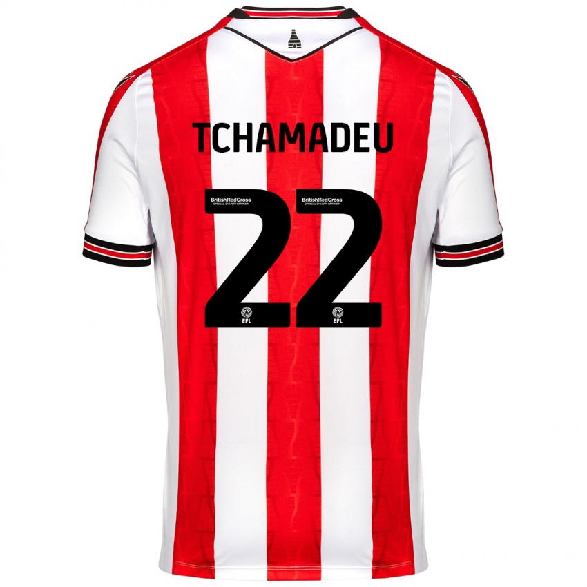 Criança Camisola Junior Tchamadeu #22 Vermelho Branco Principal 2024/25 Camisa