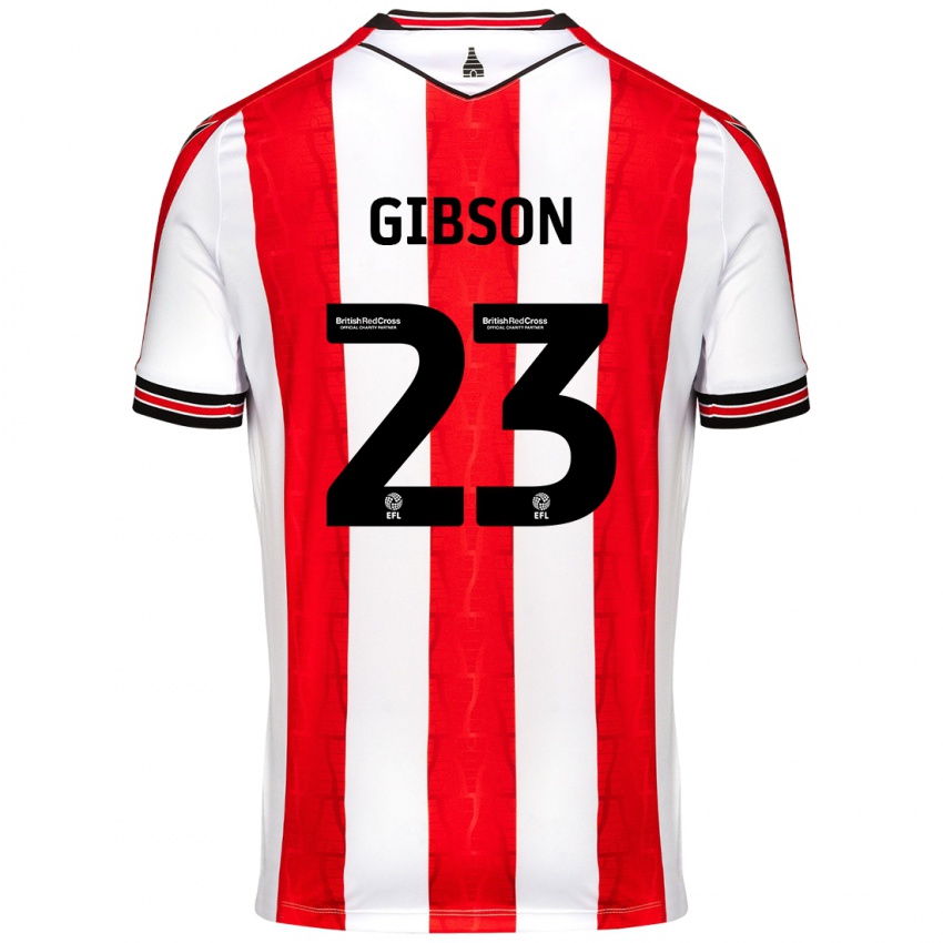 Criança Camisola Ben Gibson #23 Vermelho Branco Principal 2024/25 Camisa