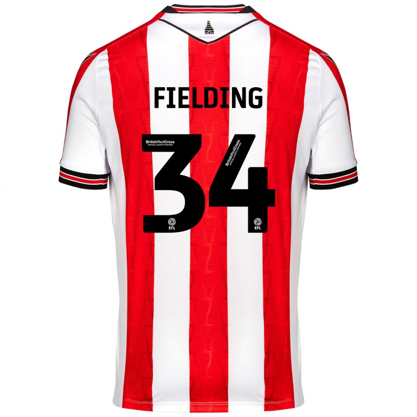 Criança Camisola Frank Fielding #34 Vermelho Branco Principal 2024/25 Camisa