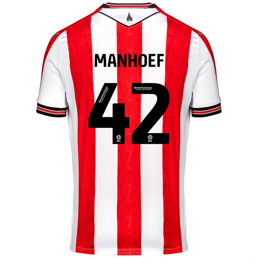 Criança Camisola Million Manhoef #42 Vermelho Branco Principal 2024/25 Camisa