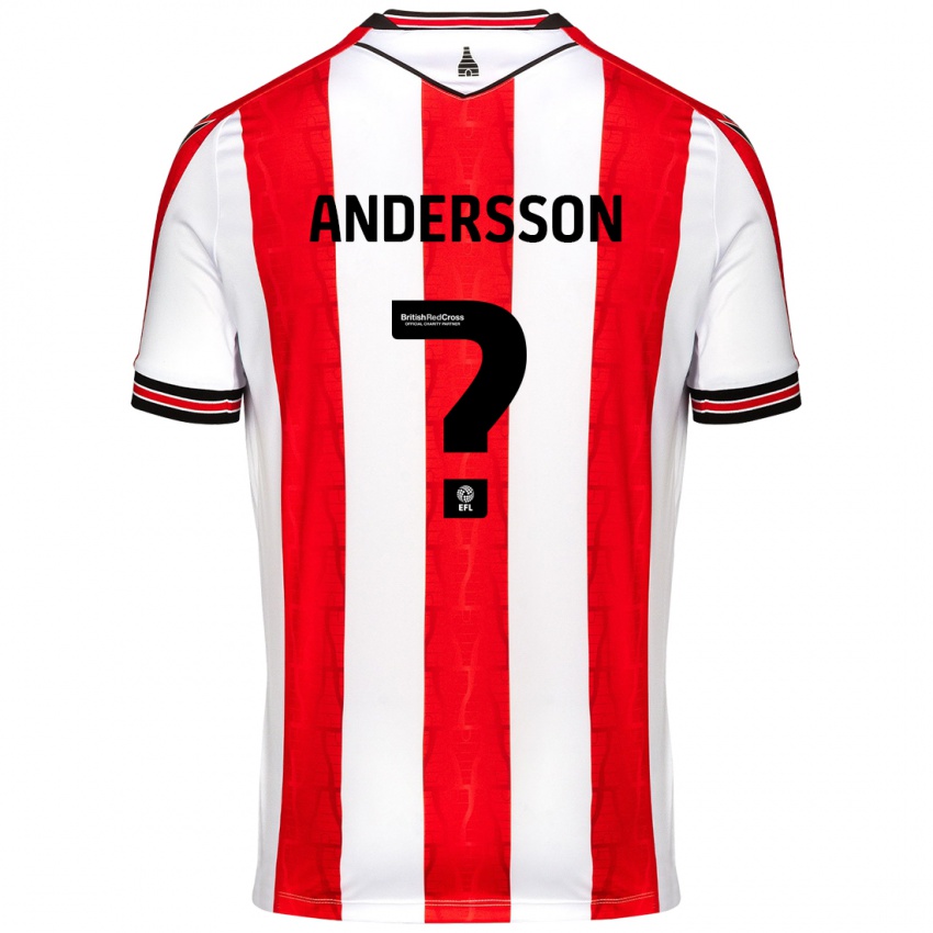 Criança Camisola Edwin Andersson #0 Vermelho Branco Principal 2024/25 Camisa