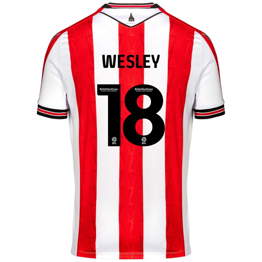 Criança Camisola Wesley Moraes #18 Vermelho Branco Principal 2024/25 Camisa