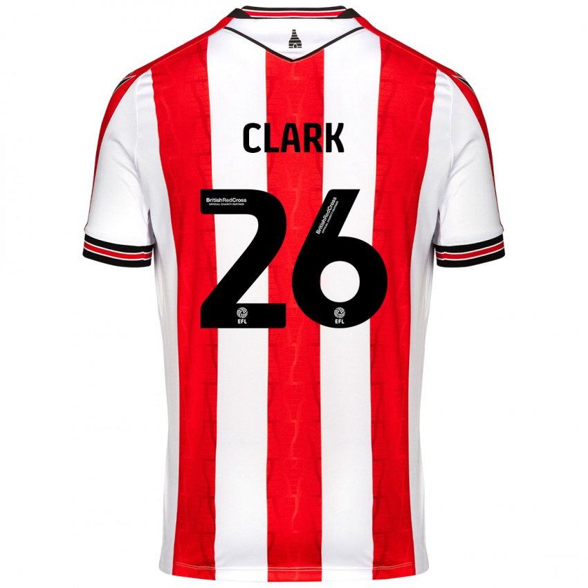 Criança Camisola Ciaran Clark #26 Vermelho Branco Principal 2024/25 Camisa