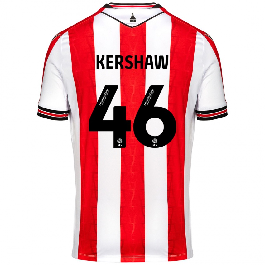 Criança Camisola Ben Kershaw #46 Vermelho Branco Principal 2024/25 Camisa