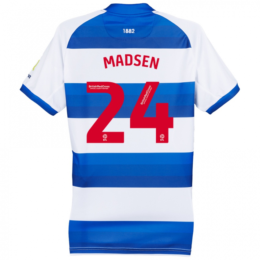 Criança Camisola Nicolas Madsen #24 Azul Branco Principal 2024/25 Camisa