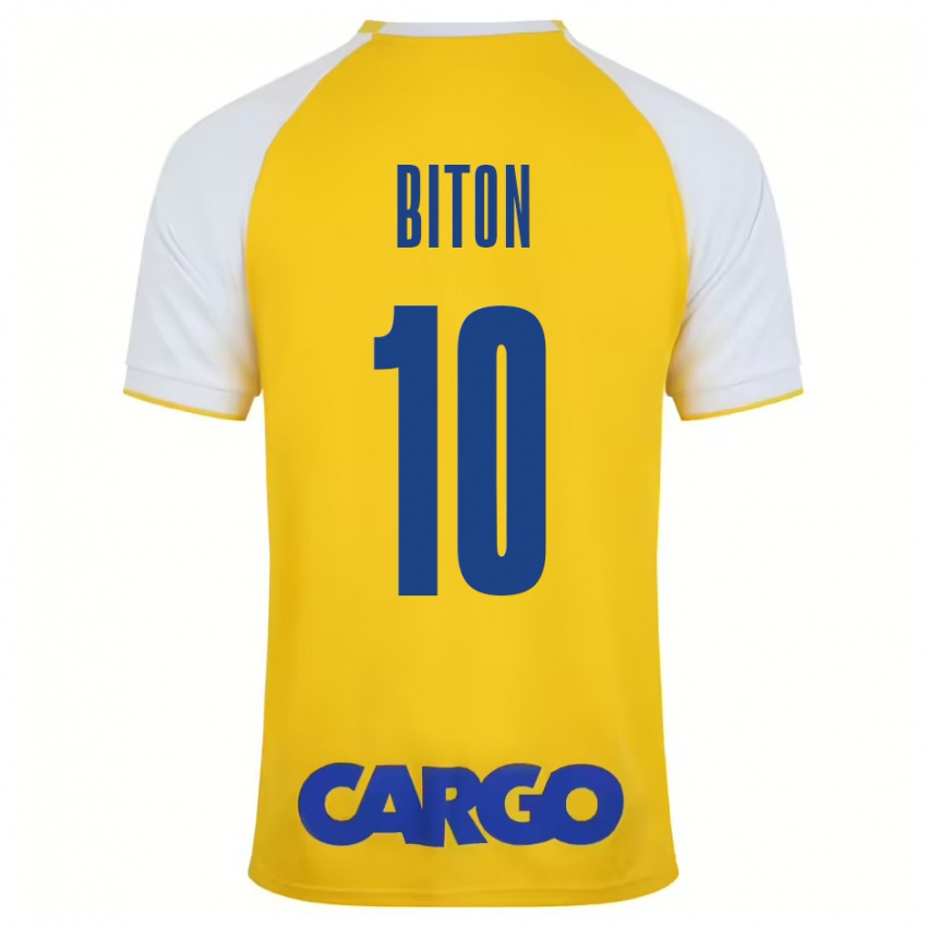 Criança Camisola Dan Biton #10 Branco Amarelo Principal 2024/25 Camisa