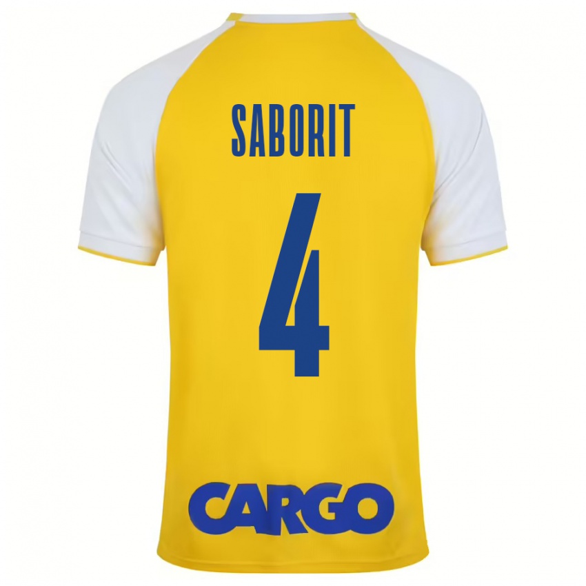 Criança Camisola Enric Saborit #4 Branco Amarelo Principal 2024/25 Camisa