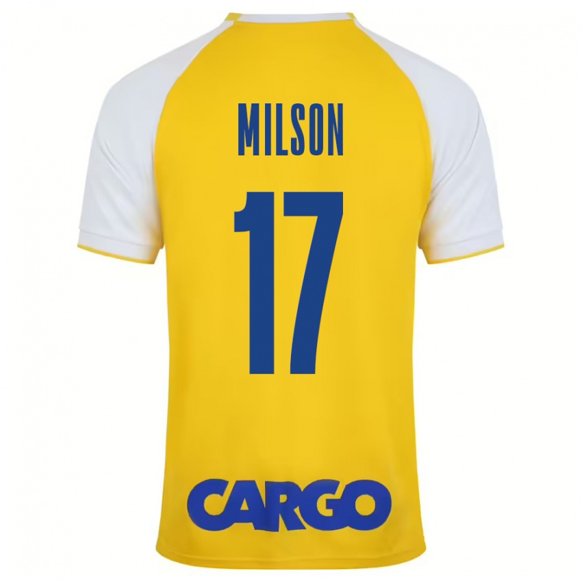 Criança Camisola Milson #17 Branco Amarelo Principal 2024/25 Camisa