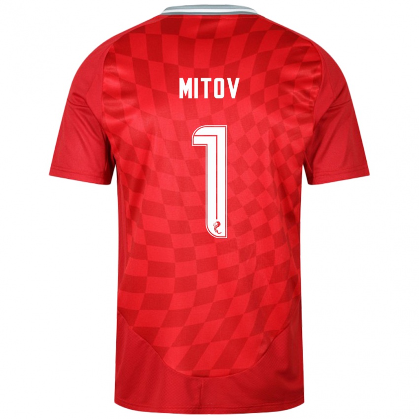 Criança Camisola Dimitar Mitov #1 Vermelho Principal 2024/25 Camisa