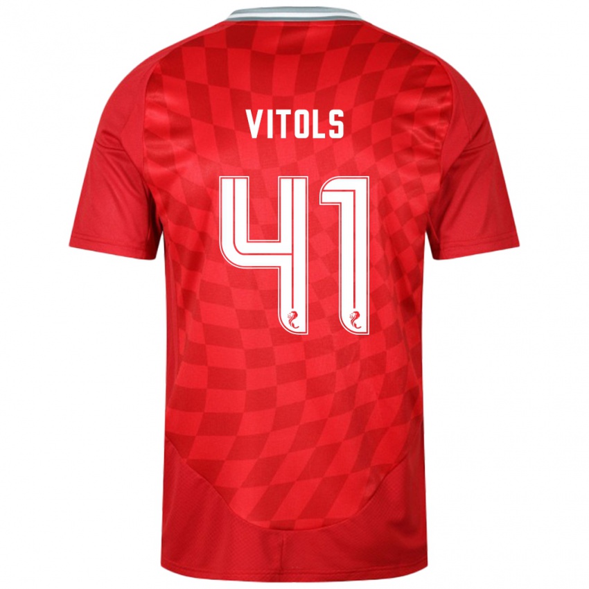 Criança Camisola Rodrigo Vitols #41 Vermelho Principal 2024/25 Camisa