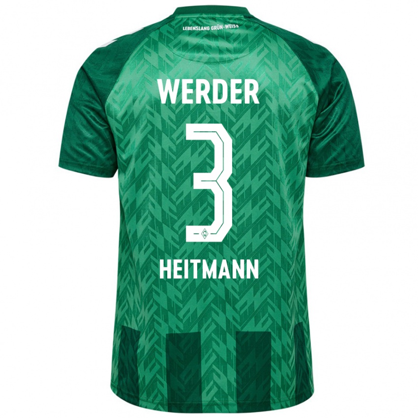 Criança Camisola Mats Heitmann #3 Verde Principal 2024/25 Camisa