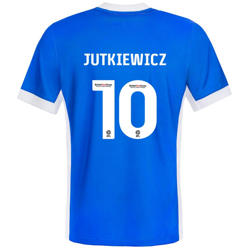 Criança Camisola Lukas Jutkiewicz #10 Branco Azul Principal 2024/25 Camisa