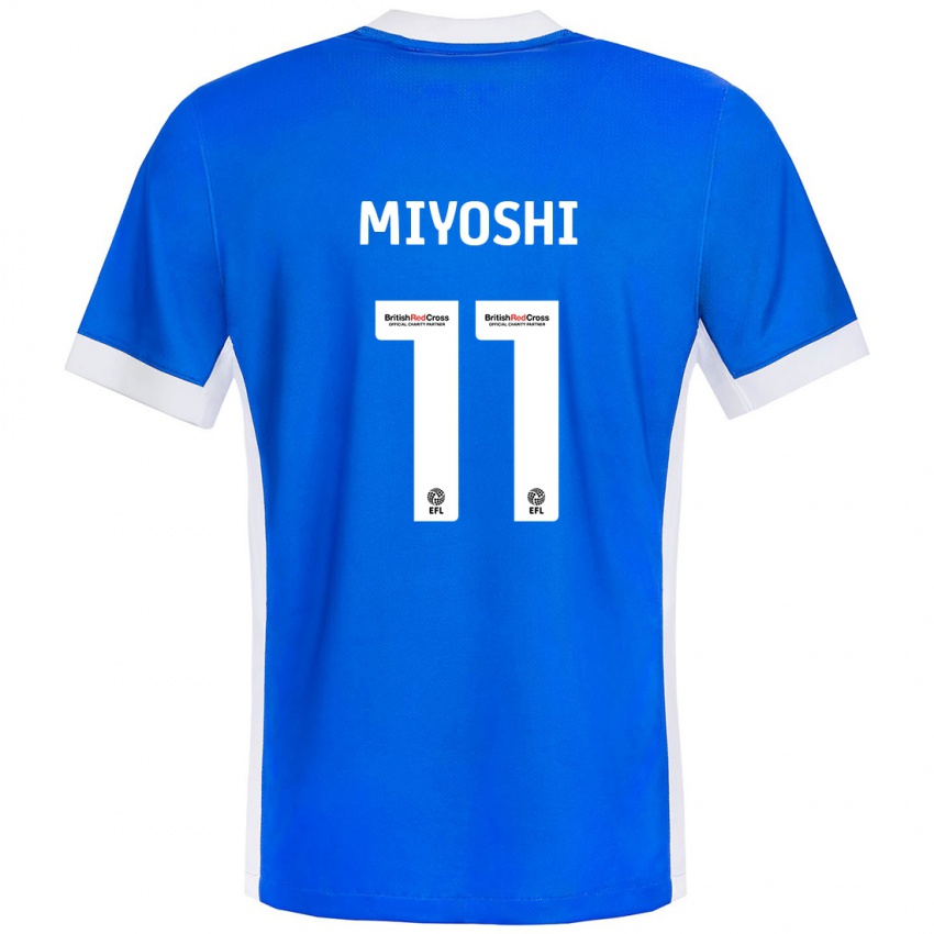 Criança Camisola Koji Miyoshi #11 Branco Azul Principal 2024/25 Camisa