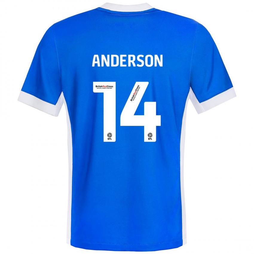 Criança Camisola Keshi Anderson #14 Branco Azul Principal 2024/25 Camisa