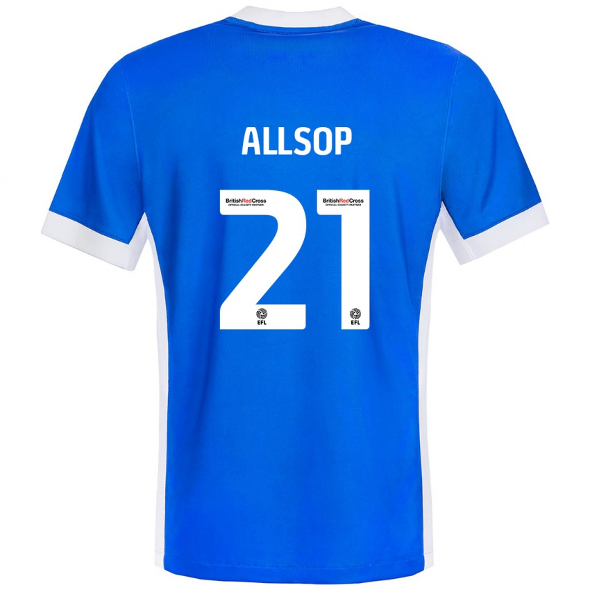 Criança Camisola Ryan Allsop #21 Branco Azul Principal 2024/25 Camisa