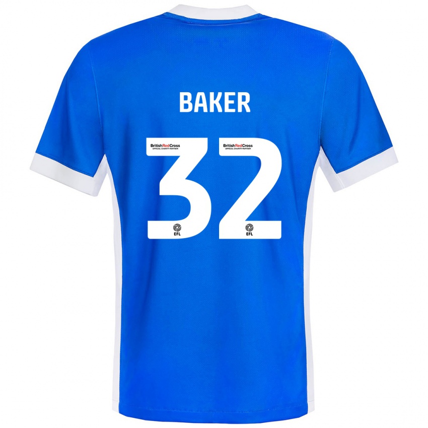 Criança Camisola Ava Baker #32 Branco Azul Principal 2024/25 Camisa