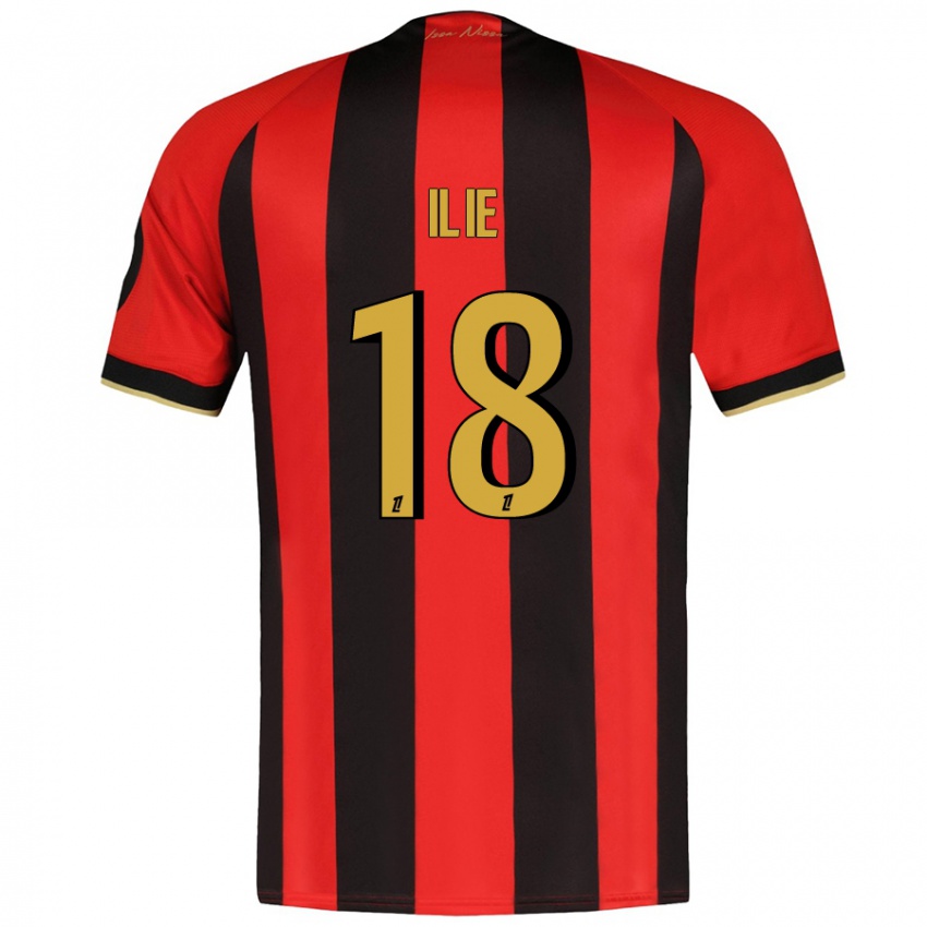 Criança Camisola Rareș Ilie #18 Vermelho Preto Principal 2024/25 Camisa