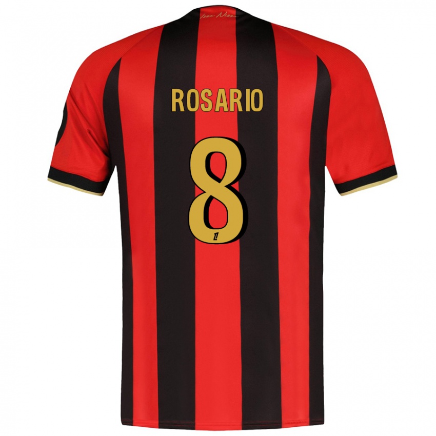 Criança Camisola Pablo Rosario #8 Vermelho Preto Principal 2024/25 Camisa